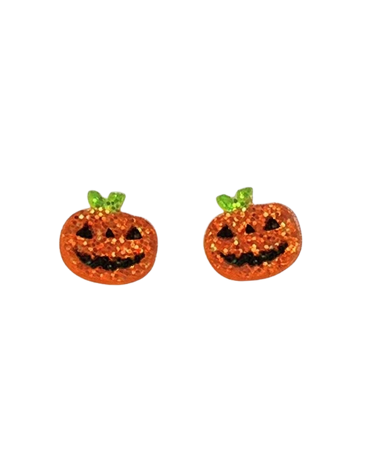 Mini Pumpkin Glitter Stud Earrings
