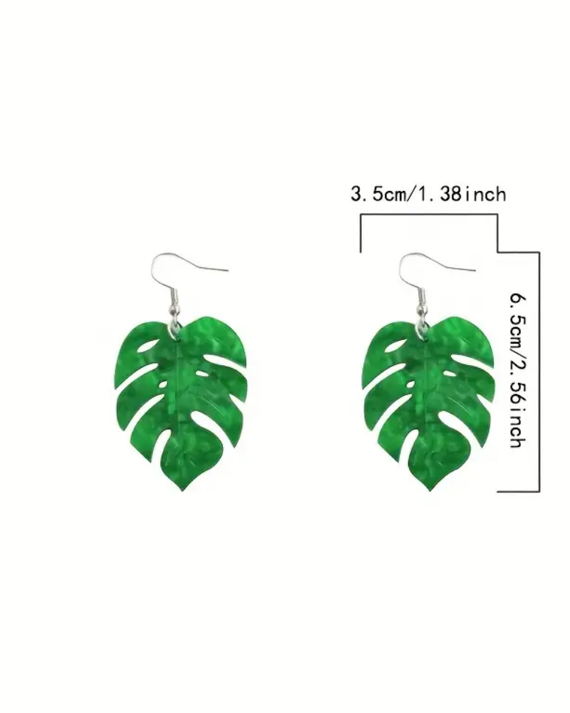 Monstera Leaf Acrylic Drop Earrings