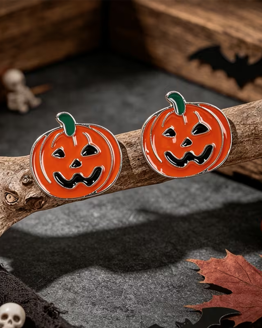Enamel Pumpkin Stud Earrings