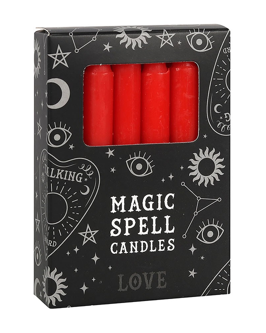 Set of 12 Red 'Love' Magic Spell Candles