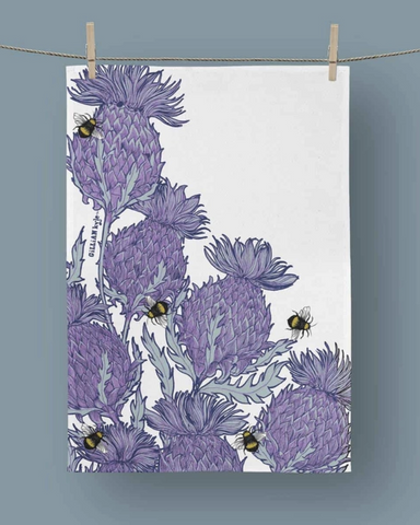 Flower of Scotland Thistle Cotton Tea Towel By Gillian Kyle