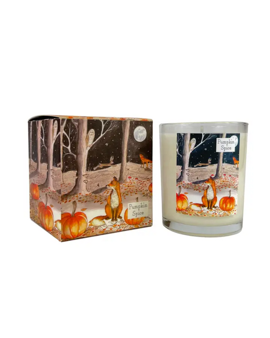 Fox Pumpkin Spice Scented Illustrated Candle Wildlife Collection