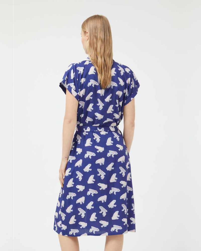 Frog Print Belted Dress by Compania Fantastica