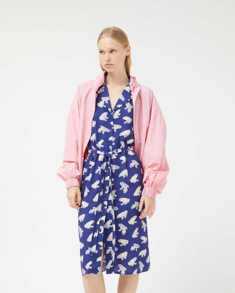 Frog Print Belted Dress by Compania Fantastica