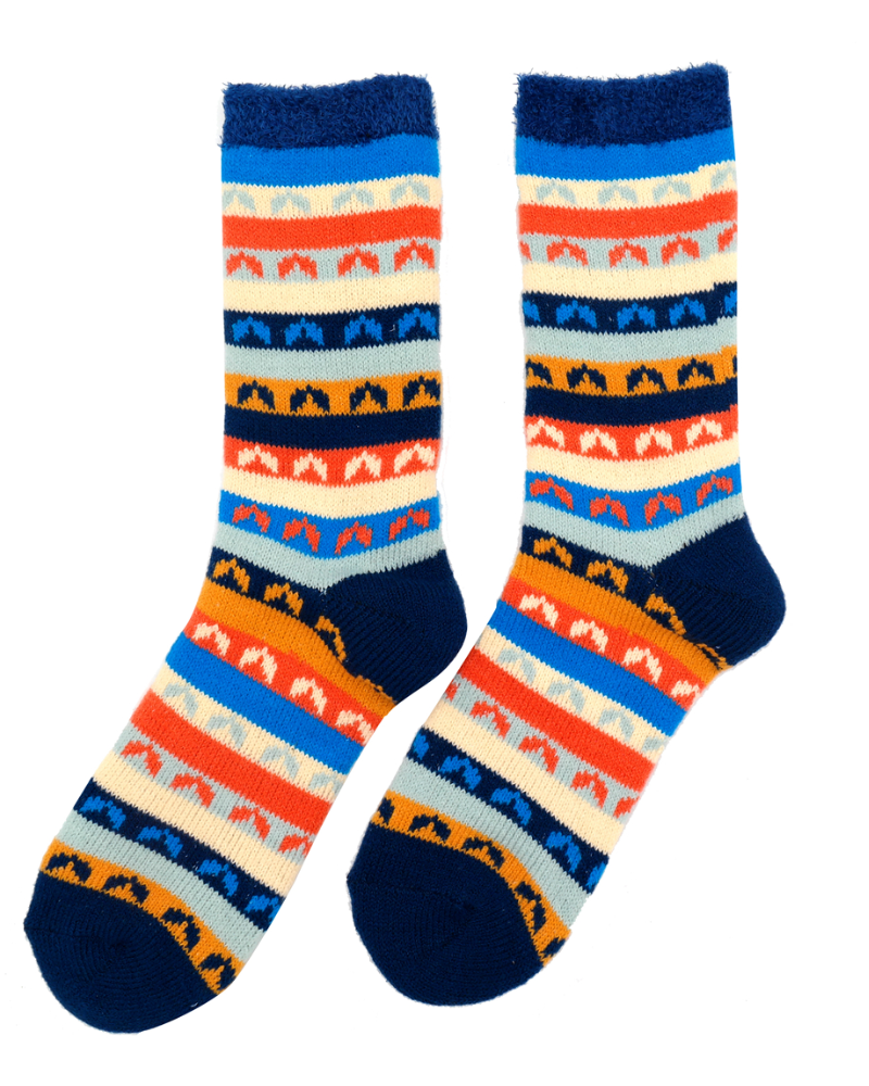 Women's BLue Striped Socks with Fluffy Lining