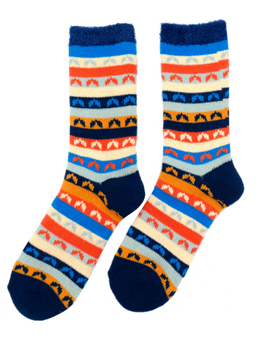 Women's BLue Striped Socks with Fluffy Lining | Miss Sparrow