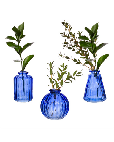 Cobalt Blue Glass Bud Vases Set Of 3