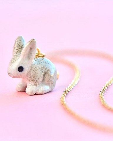 Golden Tail Bunny Porcelain Necklace by Camp Hollow
