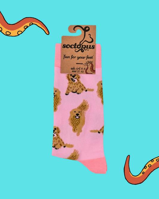 Pink I'm A Retriever Golden Retriever Crew Socks