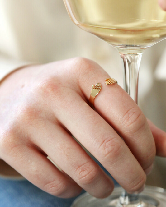 Gold Hug Hands Adjustable Ring