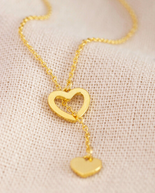 Mismatched Heart Laryat Necklace Assorted