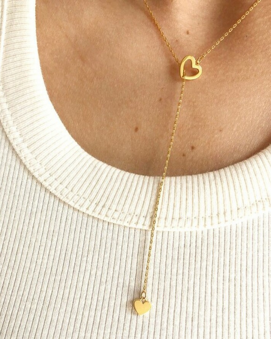 Mismatched Heart Laryat Necklace Assorted