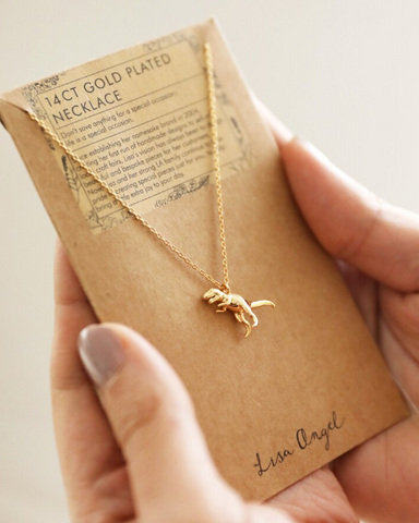 Gold T-Rex Dinosaur Necklace