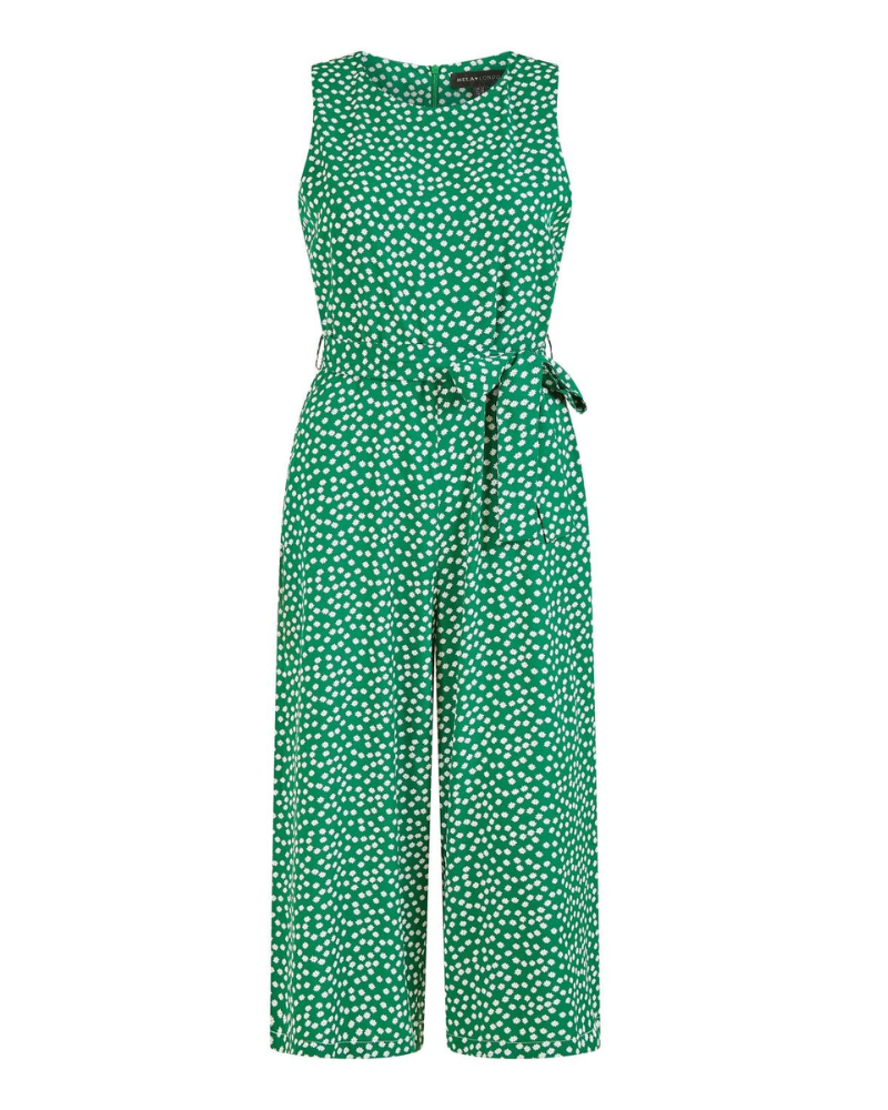 Green Ditsy Floral Print Culotte Playsuit By Yumi