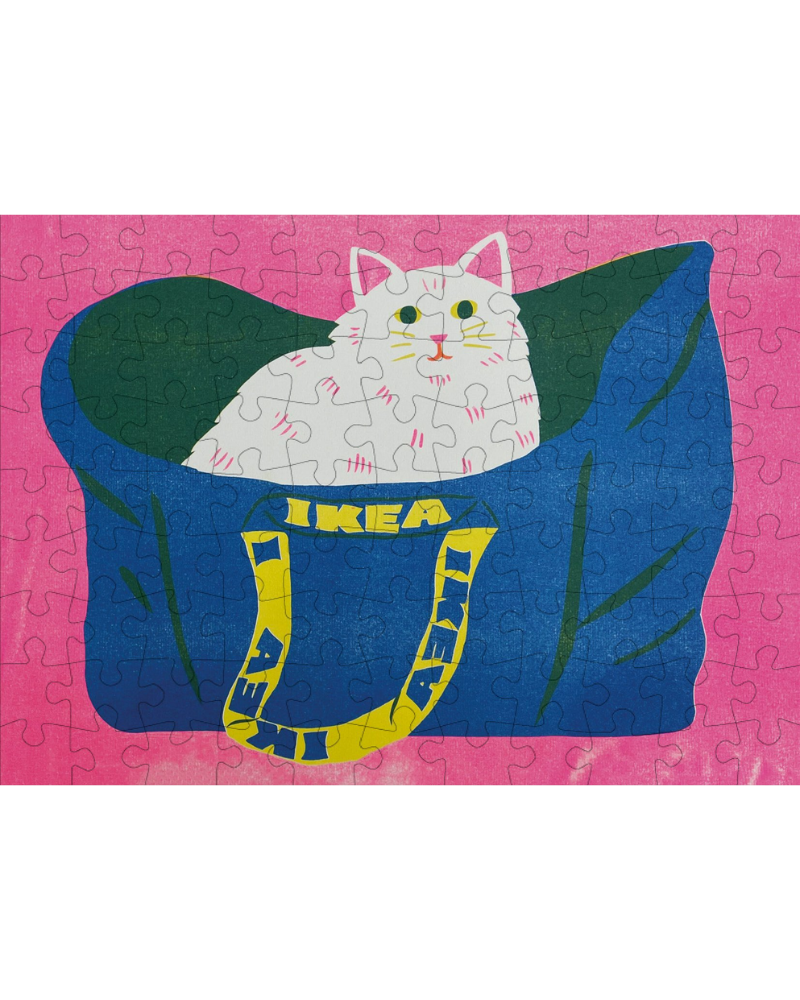 Cat in an IKEA Bag Mini Jigsaw Puzzle