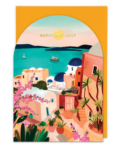 Santorini Birthday Card