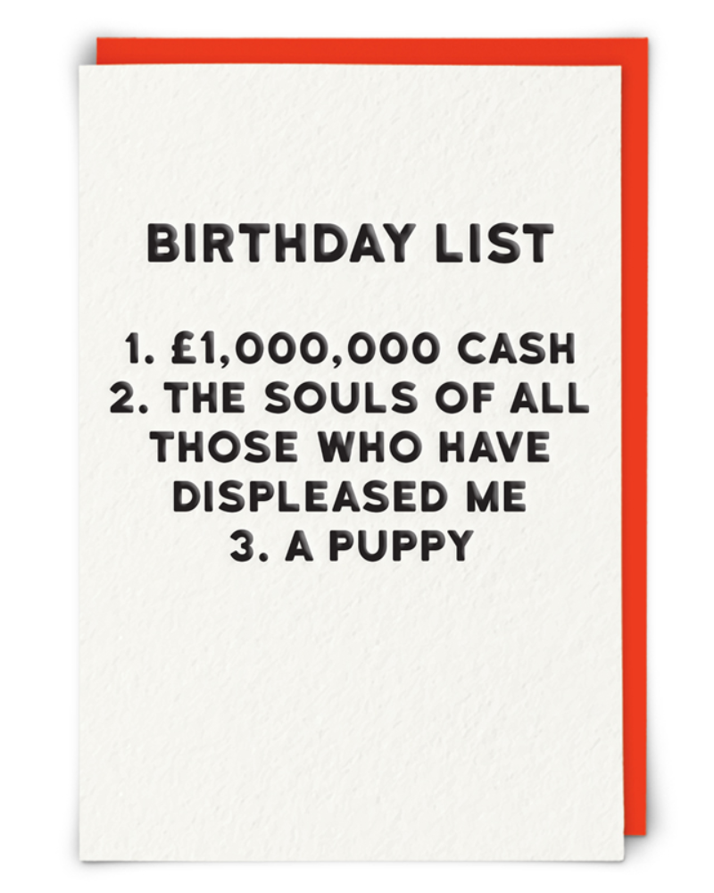 Birthday List Card