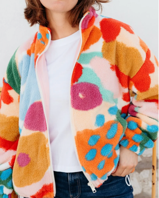 Hartley Abstract Floral Zip Up Fleece by Sugarhill Brighton