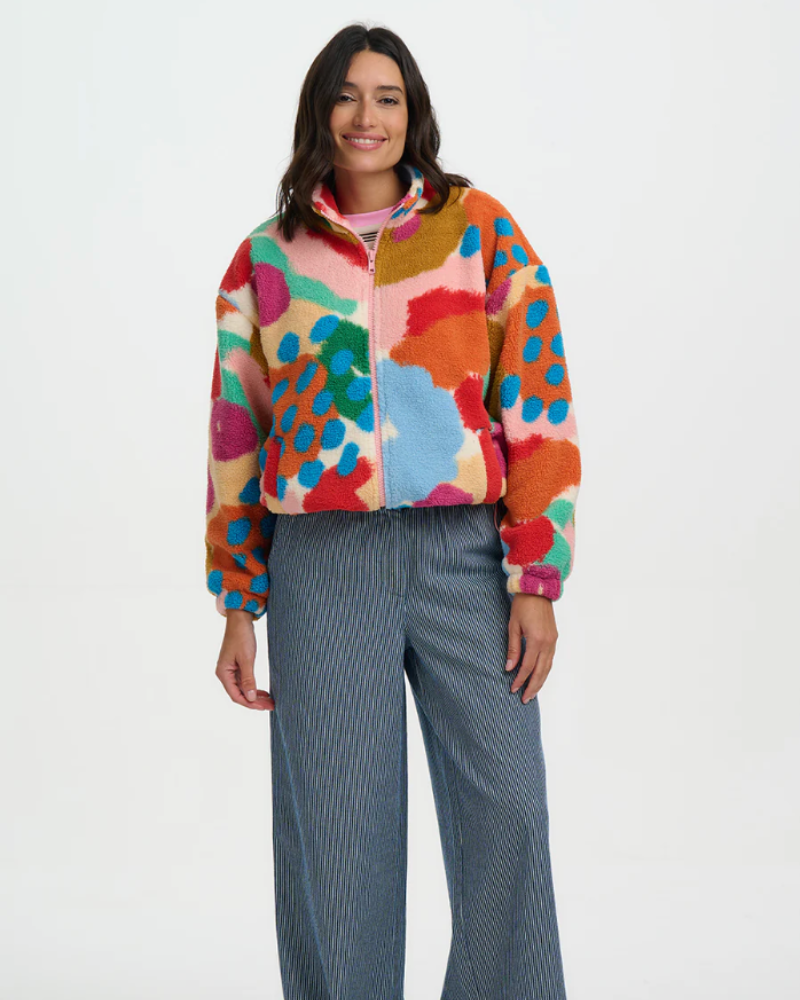 Hartley Abstract Floral Zip Up Fleece by Sugarhill Brighton