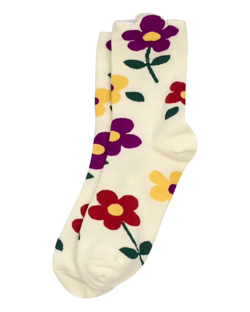 Big Fleur Ladies Cream Socks