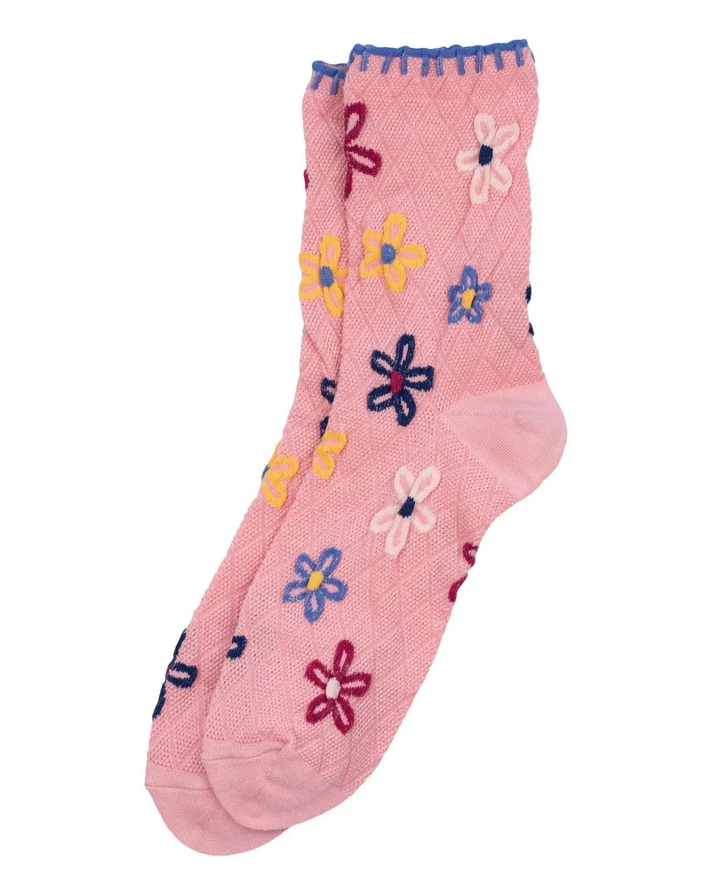 Ladies Flower Blanket Stitch Socks