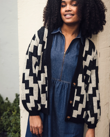 Morganna Diamond Monochrome Cardigan by Sugarhill Brighton