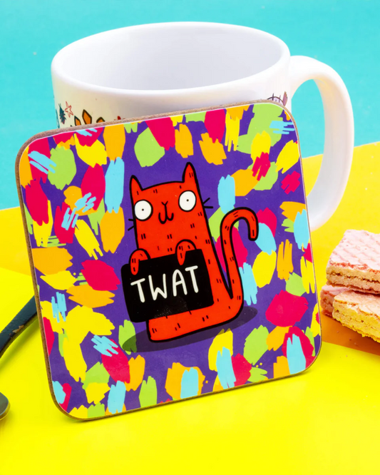 Twat Sweary Cat Coaster