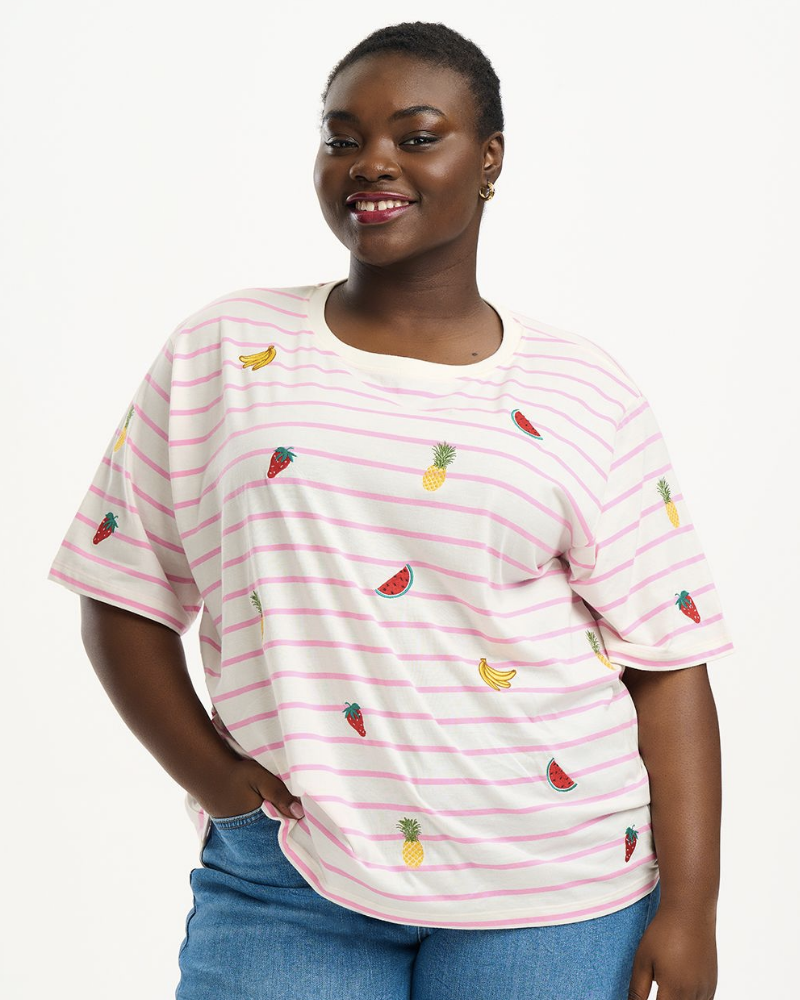 Kinsley Fruit Embroidery Relaxed T-Shirt Sugarhill Brighton