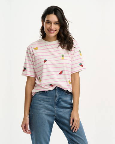 Kinsley Fruit Embroidery Relaxed T-Shirt Sugarhill Brighton