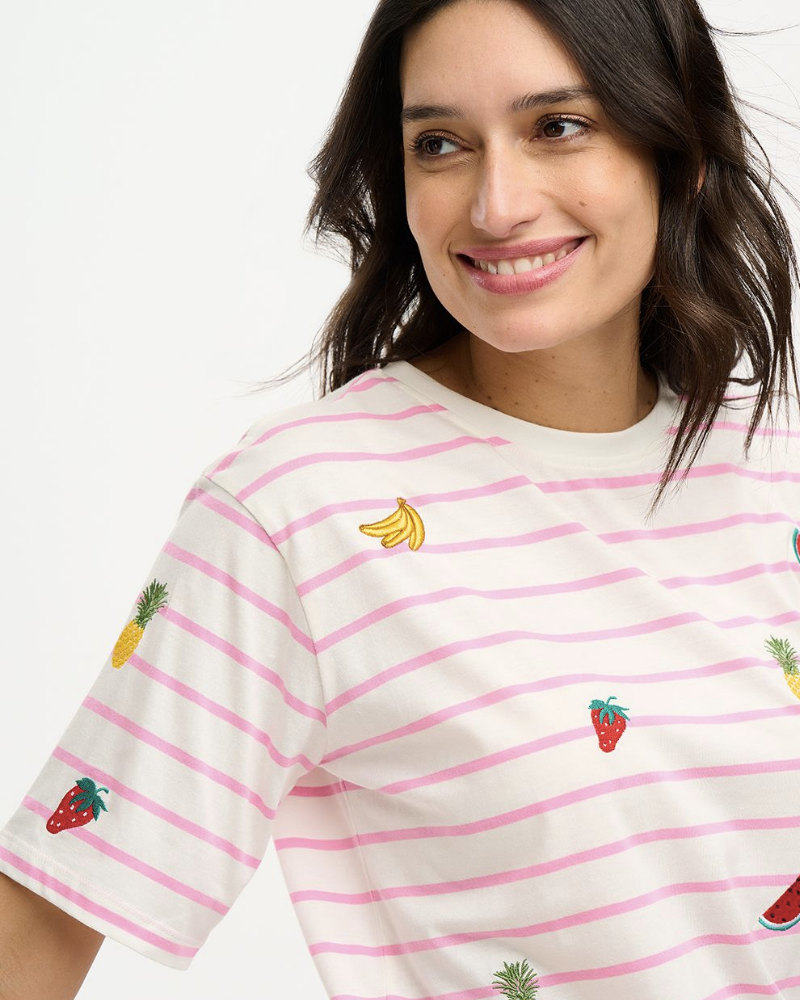 Kinsley Fruit Embroidery Relaxed T-Shirt Sugarhill Brighton