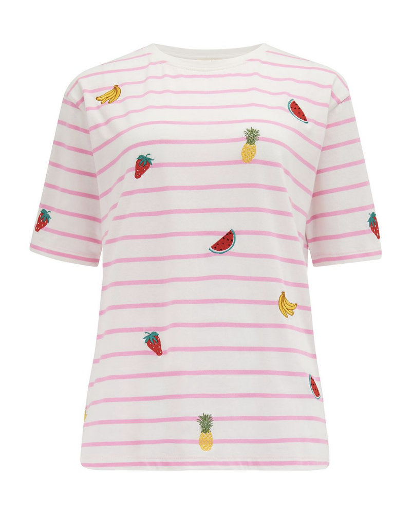 Kinsley Fruit Embroidery Relaxed T-Shirt Sugarhill Brighton