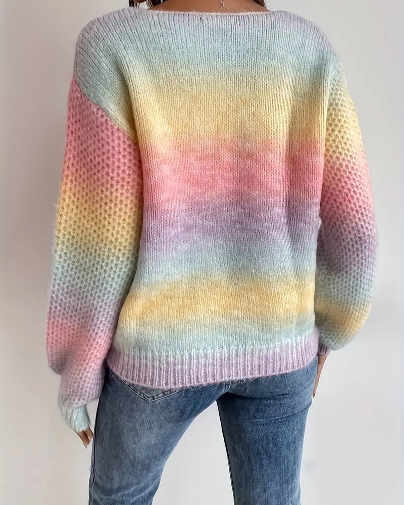 Gradient Pastel Drop Shoulder Sweater