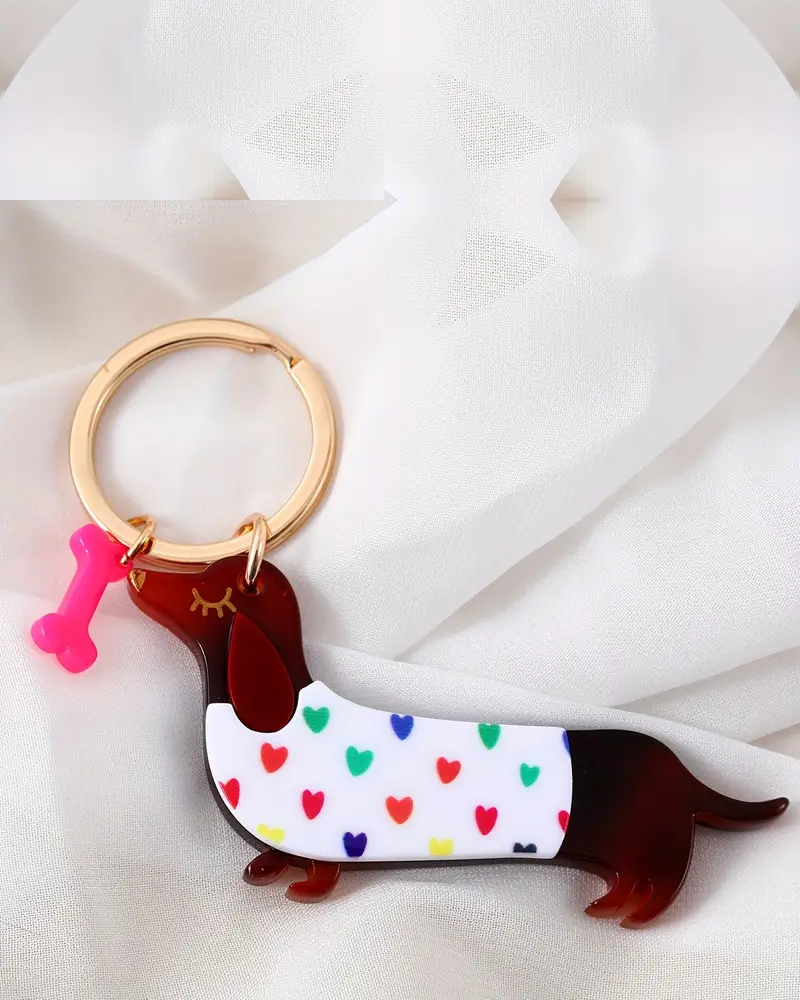 Dachshund Sausage Dog Spotty Keyring