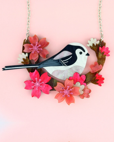 Long Tailed Tit Blossom Statement Necklace