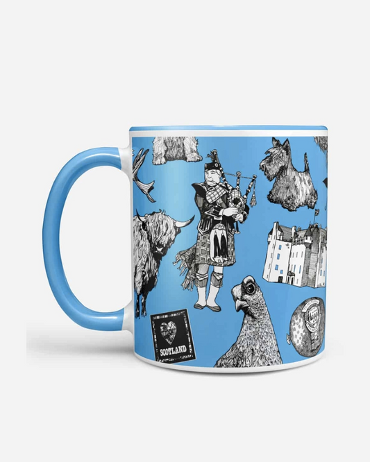 Love Scotland Chunky Mug In Blue By Gillian Kyle