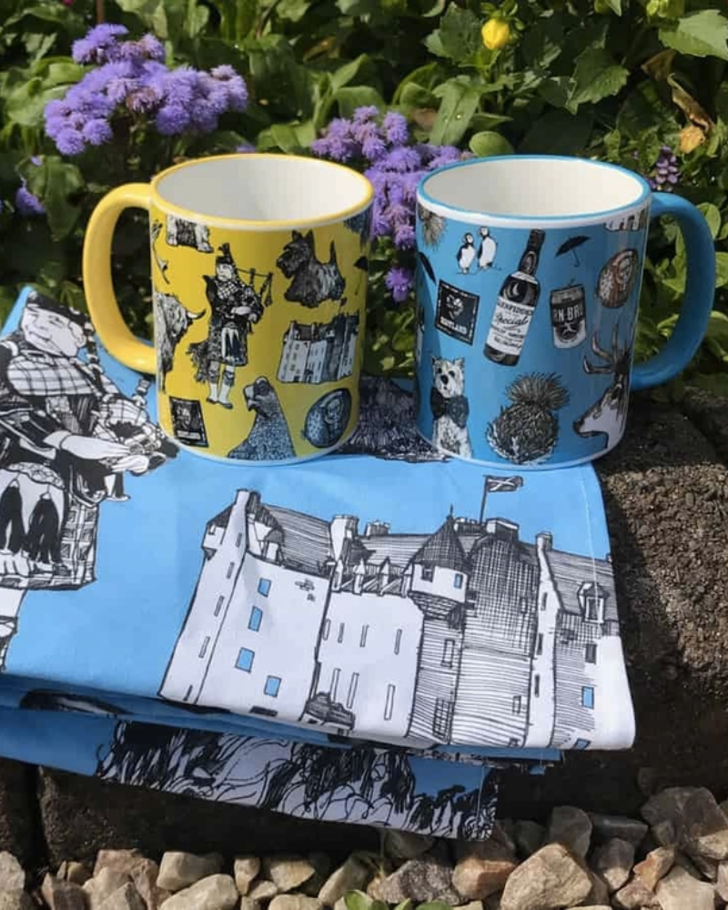 Love Scotland Chunky Mug In Blue By Gillian Kyle