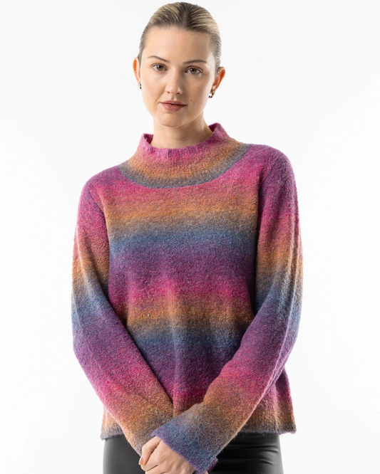 Rainbow Ombre Mock Neck Jumper