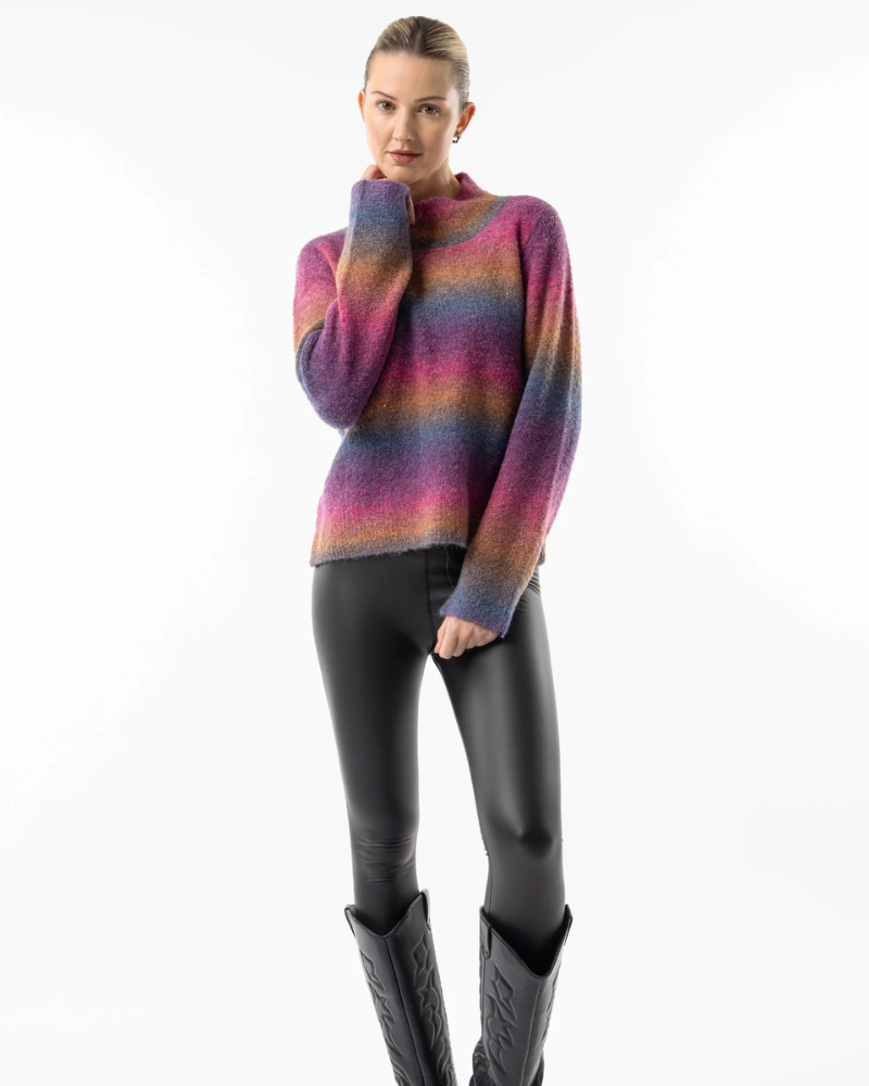 Rainbow Ombre Mock Neck Jumper