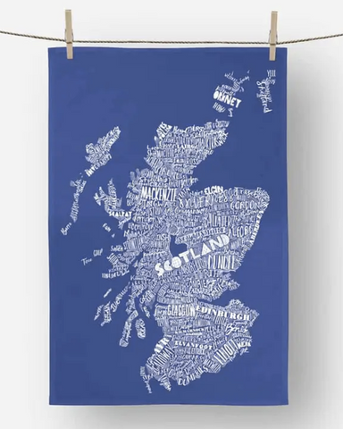 Mapped Out Scotland Cotton Tea Towel By Gillian Kyle