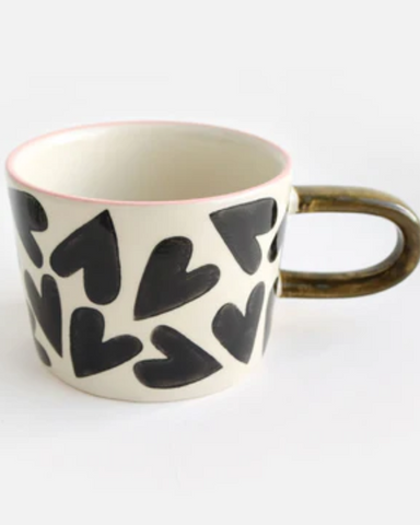 Mono Hearts Ceramic Mug by Caroline Gardner