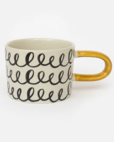 Mono Squiggle Ceramic Mug by Caroline Gardner