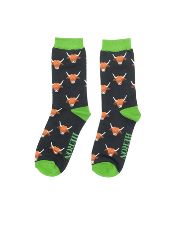 Mr Heron Men's Highland Cow Socks
