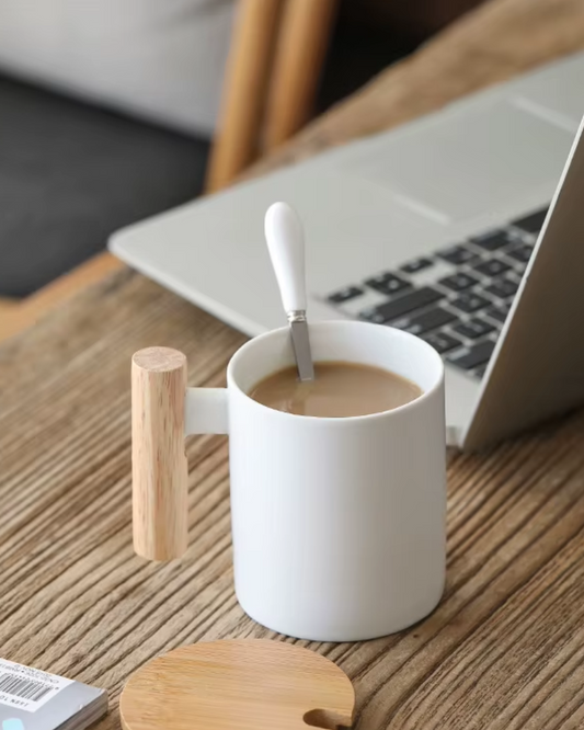 Nordic Mug with Spoon and Lid Black & White