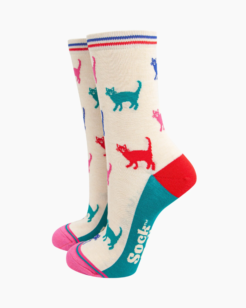 Multi Cat Print Ladies Socks
