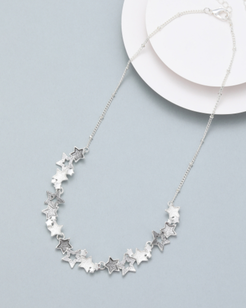 Silver Cluster Stars Necklace