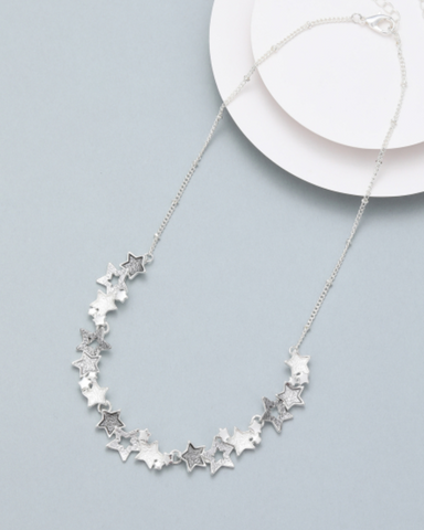 Silver Cluster Stars Necklace