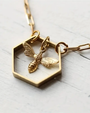 Bee Hexagon Honeycomb Necklace