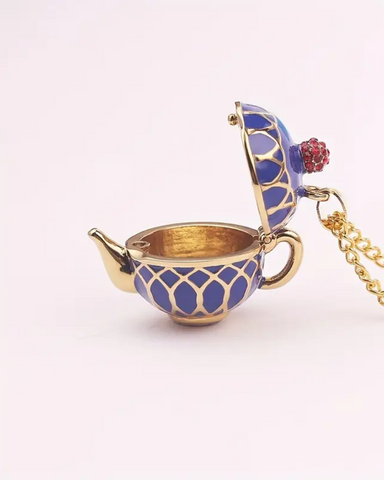 Teapot Charm Pendant Enamel Necklace