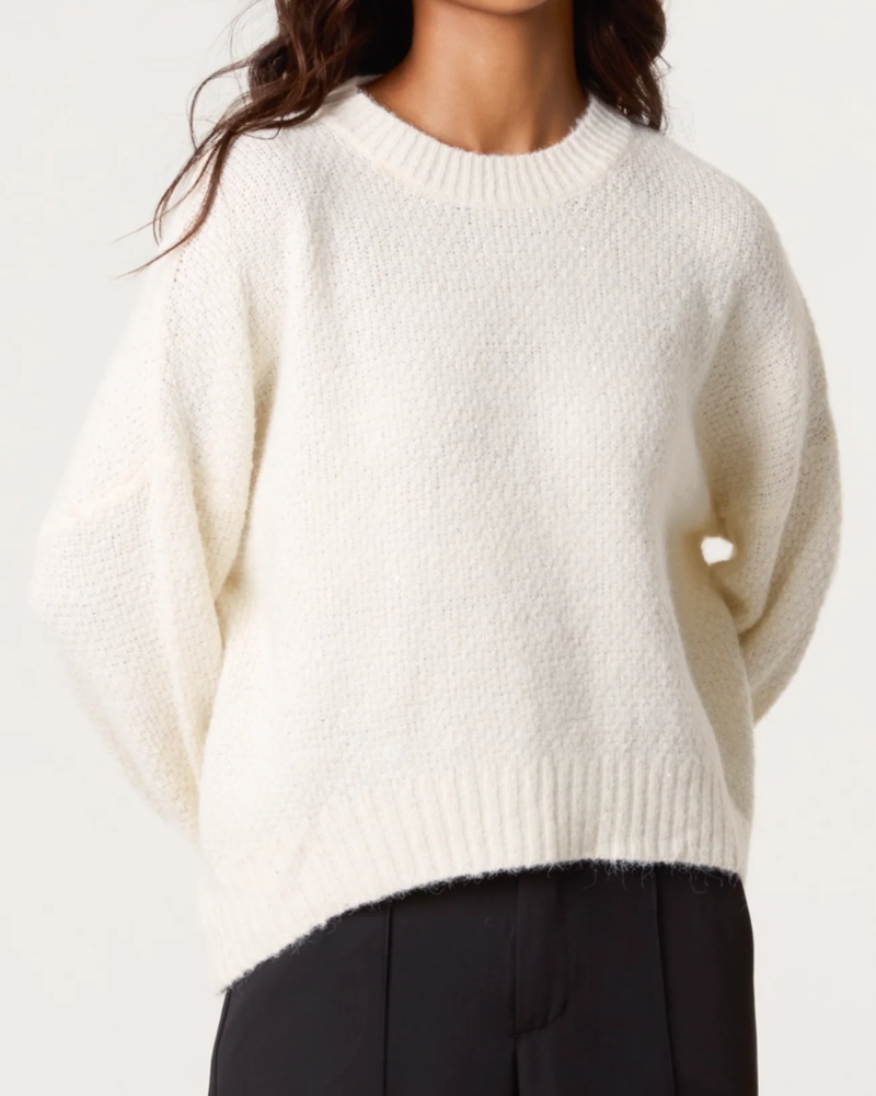 Ivory Textured Knit Crew Neck Jumper