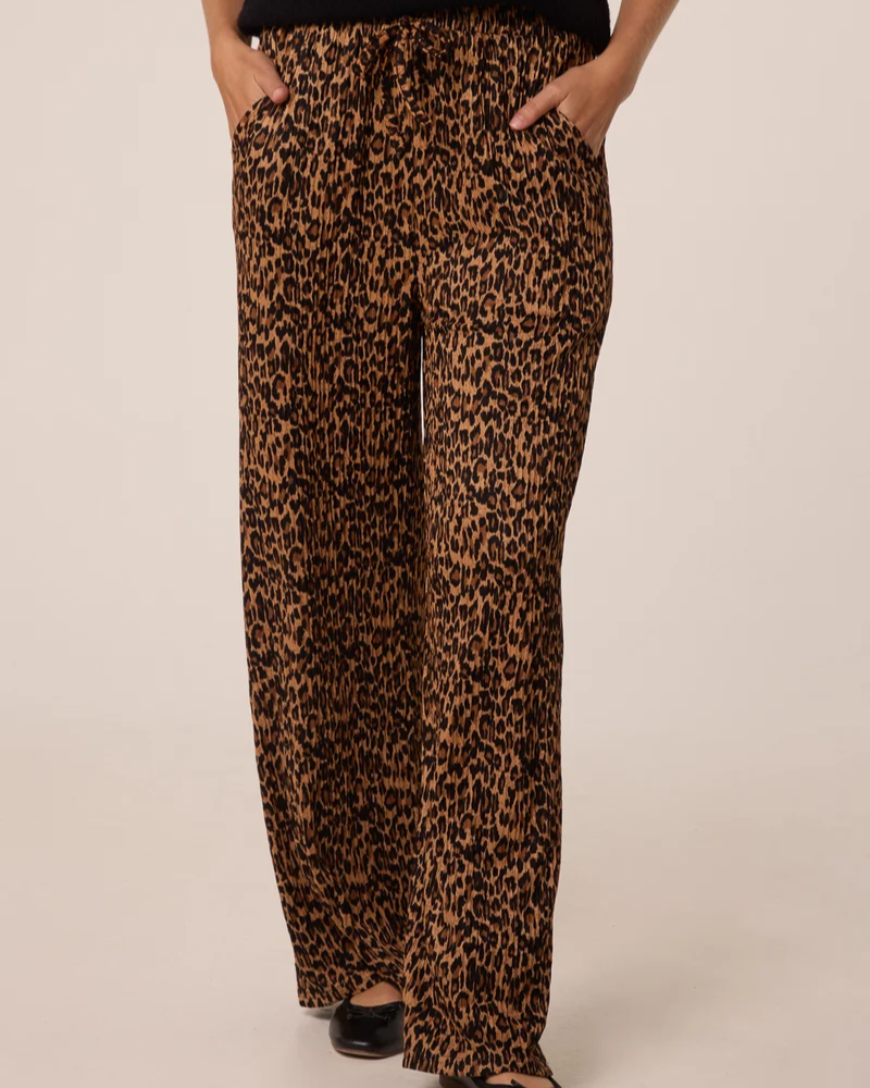Leopard Print Wide Leg Trousers